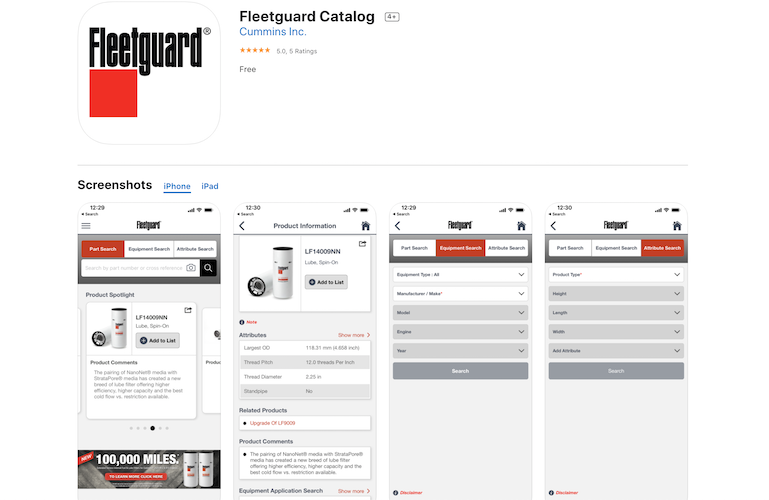 Catálogo Fleetguard en tu dispositivo móvil