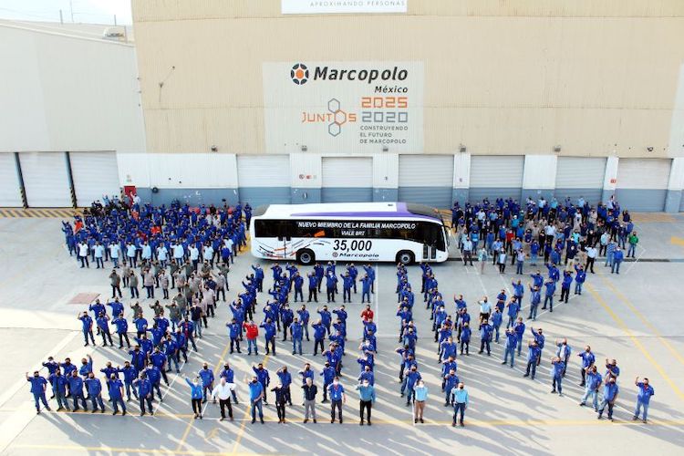 Marcopolo México celebra producción de la unidad 35 mil